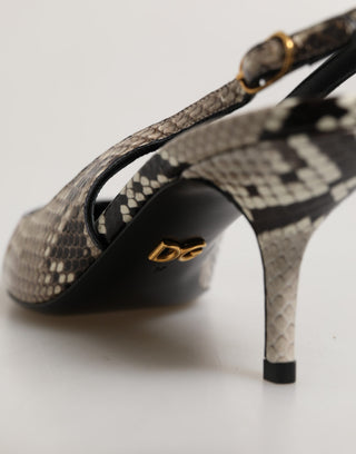 Mehrfarbige Leder-Heels mit Fersenriemen
