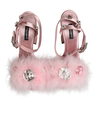 Pink Sequined Ankle Strap Sandals Shoes