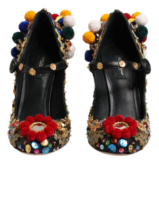 Zapatos MARY JANES de tacón con adornos dorados y negros