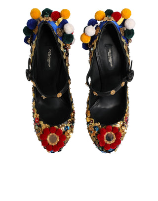Zapatos MARY JANES de tacón con adornos dorados y negros