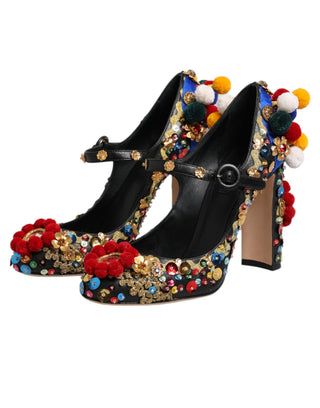 Zapatos MARY JANES de tacón con adornos dorados y negros