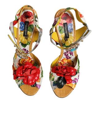 Mehrfarbige Blumenkristall-verzierte Sandalen Schuhe