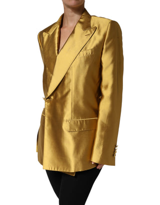 Goldener Satin-Blazer mit langen Ärmeln
