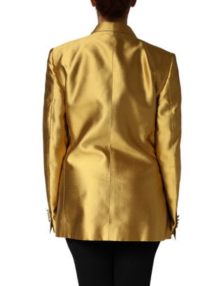 Goldener Satin-Blazer mit langen Ärmeln