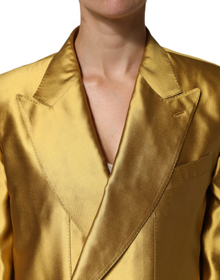 Goldener Satin-Blazer mit langen Ärmeln