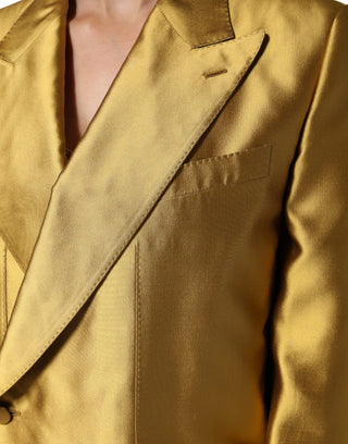 Goldener Satin-Blazer mit langen Ärmeln