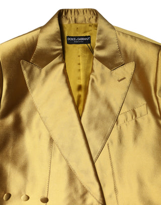 Goldener Satin-Blazer mit langen Ärmeln