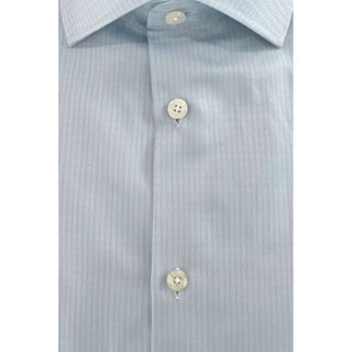 Camisa para hombre de algodón azul claro
