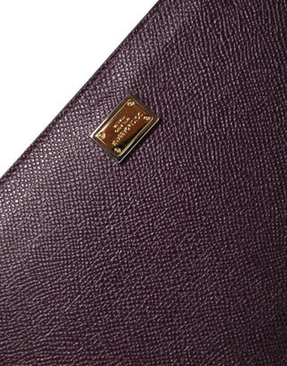 Dark Brown Leather Logo Plaque Cover Sleeve Tablet Case