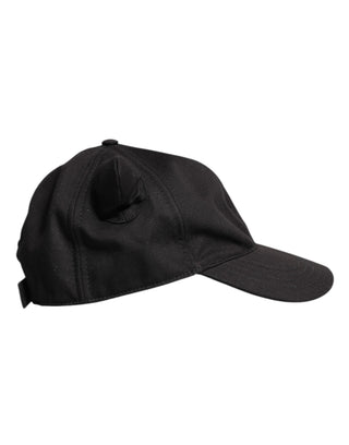 Baseballkappe aus schwarzer Baumwolle mit Logo-Patch und 6 Panels