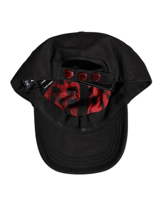 Baseballkappe aus schwarzer Baumwolle mit Logo-Patch und 6 Panels