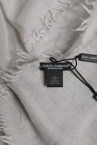 Gray Cashmere Knit Fringes Neck Foulard 67cm x200cm Foulard Scarf