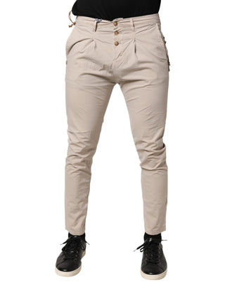 Beige Slim Fit Stretch-Jeans aus Baumwolle
