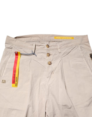 Beige Cotton Stretch Slim Fit Denim Jeans