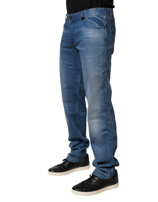 Blaue Washed Cotton Regular Fit Herren-Jeanshose