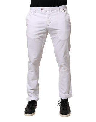 Jeans ajustados de cintura media blancos de algodón para hombre