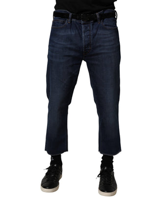 Jeans cortos de mezclilla azul de algodón de cintura media para hombre