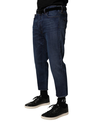 Jeans cortos de mezclilla azul de algodón de cintura media para hombre