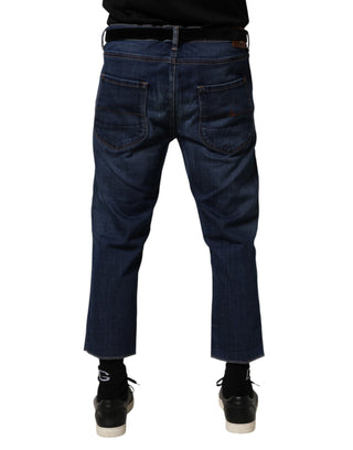 Jeans cortos de mezclilla azul de algodón de cintura media para hombre