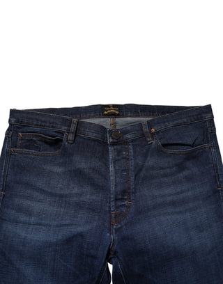 Jeans cortos de mezclilla azul de algodón de cintura media para hombre
