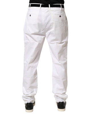 Weiße Chino-Hose aus Baumwoll-Stretch mit konischem Bein und mittlerer Bundhöhe