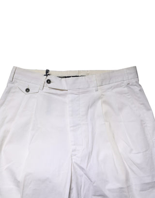 Weiße Chino-Hose aus Baumwoll-Stretch mit konischem Bein und mittlerer Bundhöhe