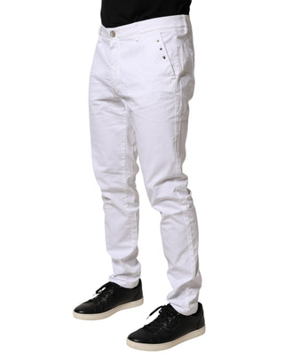Pantalones chinos ajustados blancos de cintura media para hombre