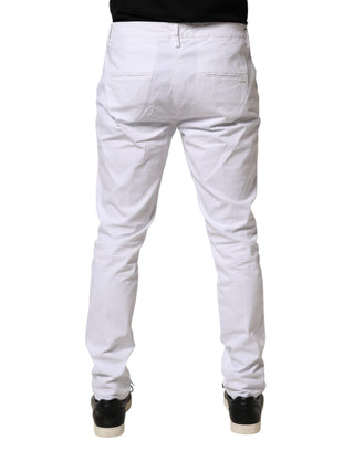 Pantalones chinos ajustados blancos de cintura media para hombre