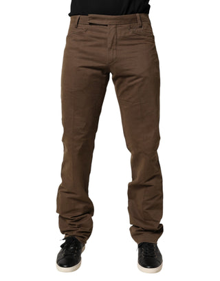 Braune gerade geschnittene Chino-Hose für Herren mit normaler Leibhöhe