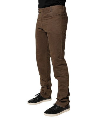 Braune gerade geschnittene Chino-Hose für Herren mit normaler Leibhöhe
