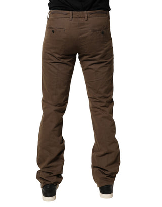 Braune gerade geschnittene Chino-Hose für Herren mit normaler Leibhöhe