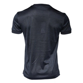 Blaues Seiden-T-Shirt mit Rundhalsausschnitt und kurzen Ärmeln für Herren
