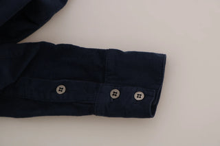 Cotton Blue Corduroy Long Sleeves Shirt Top Blouse