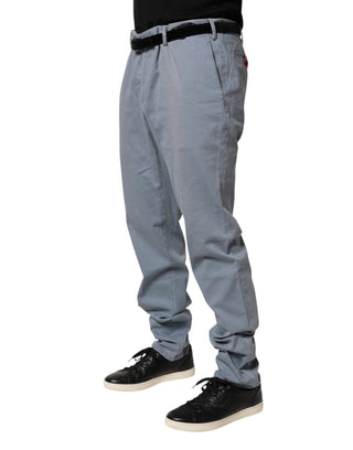 Pantalones chinos azules para hombre de cintura media y corte cónico