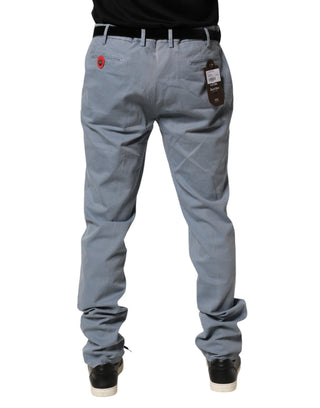 Pantalones chinos azules para hombre de cintura media y corte cónico