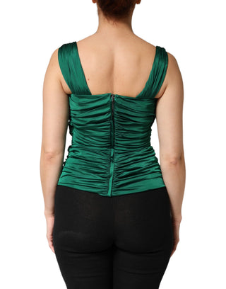 Grünes Viskose-Drape-Jersey-Organzin-Tanktop