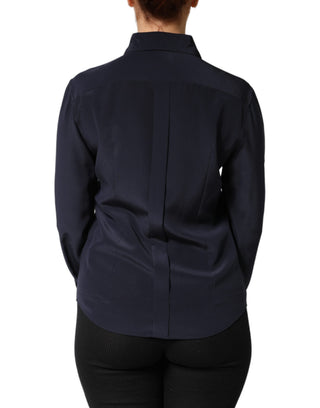 Blaues langärmliges Hemd
