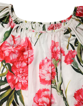 Mehrfarbige schulterfreie Bluse mit Blumenmuster