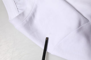 Weißes T-Shirt aus bedruckter Baumwollstretch mit Rundhalsausschnitt