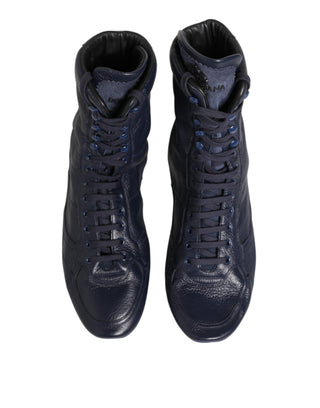 Dunkelblaue mittelhohe Stiefel aus Hirschleder