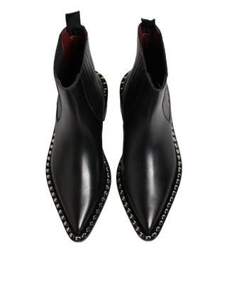Black Studded Chelsea Short Ankle Boots Shoes