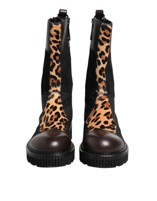 Botas hasta media pantorrilla con estampado de leopardo multicolor  