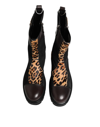 Botas hasta media pantorrilla con estampado de leopardo multicolor  