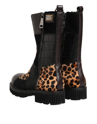 Botas hasta media pantorrilla con estampado de leopardo multicolor  