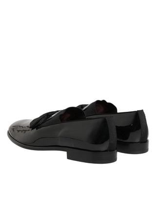 Black Leather Slip On Dress Men Loafers Shoes