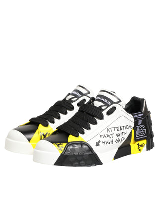 Multicolor Leather Graffiti Low Top Sneakers Shoes