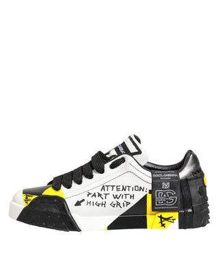 Multicolor Leather Graffiti Low Top Sneakers Shoes