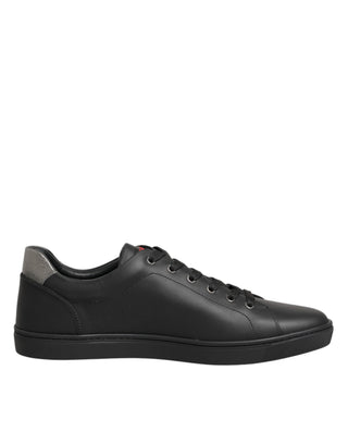 Black Leather Heart Embellished Sneakers Shoes