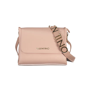 Bolso femenino rosa de poliuretano con asa de hombro desmontable  