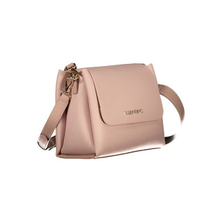 Bolso femenino rosa de poliuretano con asa de hombro desmontable  